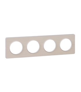 Plaque Odace Touch Bois Nordique liseré blanc 4 Postes entraxe 71mm