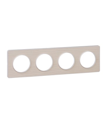 Plaque Odace Touch Bois Nordique liseré blanc 4 Postes entraxe 71mm