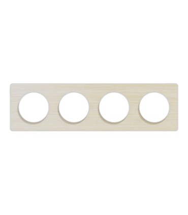 Plaque Odace Touch Bois Nordique liseré blanc 4 Postes entraxe 71mm