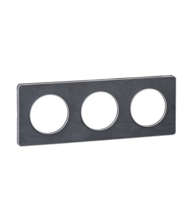 Plaque Odace Touch Ardoise liseré Alu 3 Postes entraxe 71mm