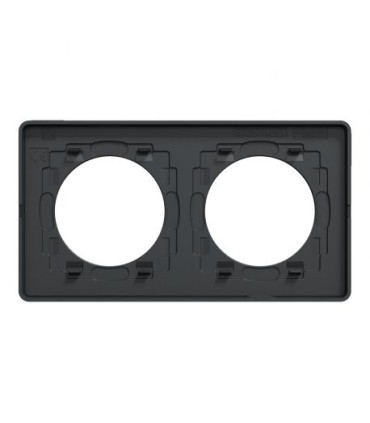 Plaque Odace Touch Aluminium brossé liseré Anthracite 2 postes entraxe 71mm