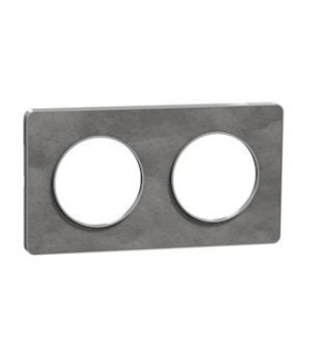 Plaque Odace Touch ardoise liseré Alu, 2 Postes entraxe 71mm