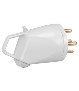 Fiche de puissance mâle avec terre 20A étanche avec anneau 4 broches gris