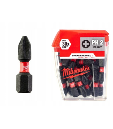 25 embouts de visseuse PH2 25mm SHOCKWAVE
