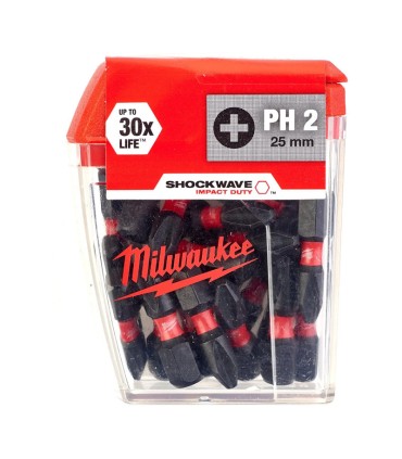 25 embouts de visseuse PH2 25mm SHOCKWAVE