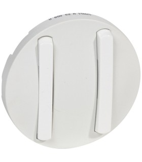 Enjoliveur étroit Céliane double interrupteur, va-et-vient ou poussoir Blanc