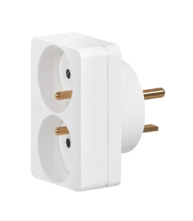 Adaptateur pour branchement de 2 fiches 2P+T 16A sur une prise 20A