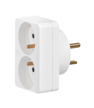 Adaptateur pour branchement de 2 fiches 2P+T 16A sur une prise 20A