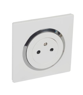Prise 2P+T Dooxie Surface 16A blanc bague chromée à griffes