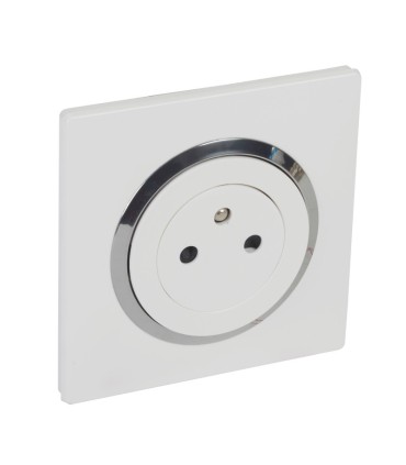 Prise 2P+T Dooxie Surface 16A blanc bague chromée à griffes