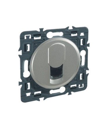 Prise RJ 45 Céliane cat 6 STP multimédia enjoliveur titane