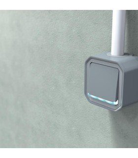 Poussoir NO lumineux Plexo complet saillie - gris