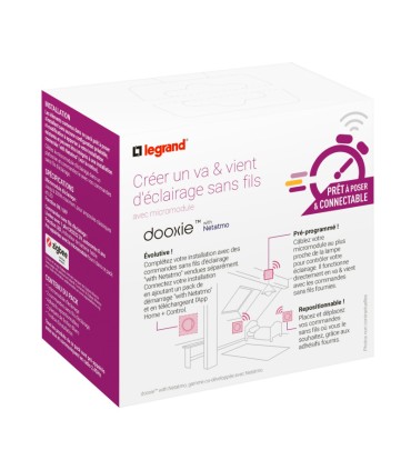 Dooxie va-et-vient 2 cdes sans fil + micromodule Prêt-à-poser - blanc