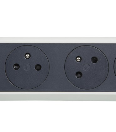 Rallonge 5x2P+T Surface avec interrupteur sans cordon - blanc/gris foncé