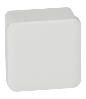 Bte carrée 80x80x45 étanche Plexo gris - face lisse - IP55/IK07- 650°C