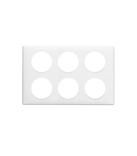 Plaque Céliane Laqué 2x3 postes - Blanc