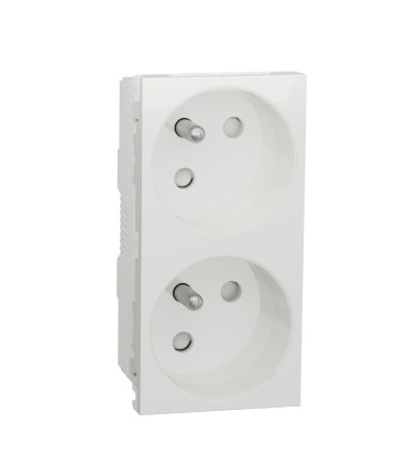 Unica prise double 2P+T  45° - FR pour goulotte - connex rapide - Blanc - méca seul