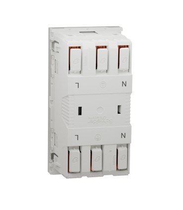 Unica prise double 2P+T  45° - FR pour goulotte - connex rapide - Blanc - méca seul