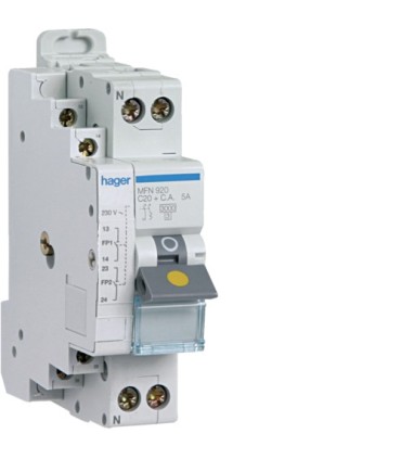 Disjoncteur fil pilote 1P+N 3kA C-20A 1,5 module