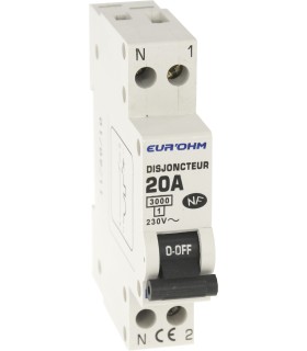 Disjoncteur 1P+N 20A NF, connexion à vis - courbe C- 3kA