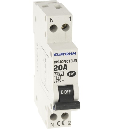 Disjoncteur 1P+N 20A NF, connexion à vis - courbe C- 3kA