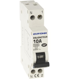 Disjoncteur 1P+N 10A NF Connexion à vis 3kA