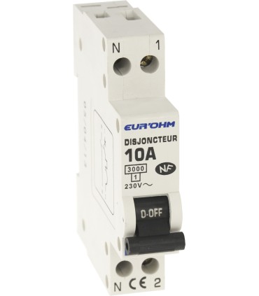 Disjoncteur 1P+N 10A NF Connexion à vis 3kA