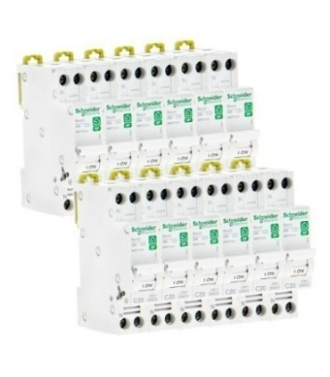 12 disjoncteurs 16A 1P+N - Courbe C - 3kA peignables
