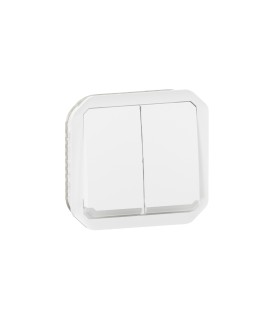 Commande double interrupteur ou poussoir lumineux Plexo composable blanc / Legrand