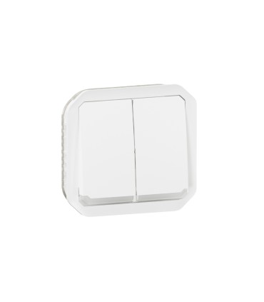 Commande double interrupteur ou poussoir lumineux Plexo composable blanc / Legrand