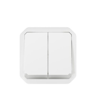 Commande double interrupteur ou poussoir lumineux Plexo composable blanc / Legrand