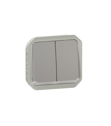 Commande double interrupteur ou poussoir lumineux Plexo composable gris / Legrand