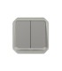 Commande double interrupteur ou poussoir lumineux Plexo composable gris / Legrand