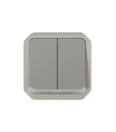 Commande double interrupteur ou poussoir lumineux Plexo composable gris / Legrand