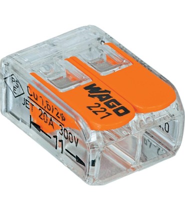 100 Bornes de raccordement compact 2 pôles - transparent orange / 221 Mini