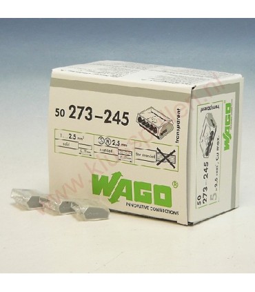 50 Bornes de connexion Wago 5 entrées Gris automatique