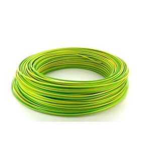 Fil HO7 V-U 1,5 mm² Jaune / Vert Rigide couronne de 100 mètres