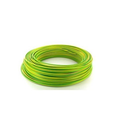 Fil HO7 V-U 1,5 mm² Jaune / Vert Rigide couronne de 100 mètres