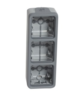 Boîtier à embouts Prog Plexo composable gris - 3 postes verticaux / Legrand