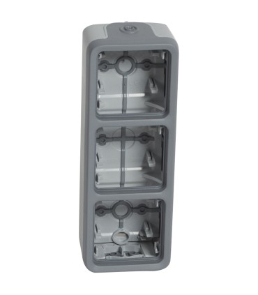 Boîtier à embouts Prog Plexo composable gris - 3 postes verticaux / Legrand