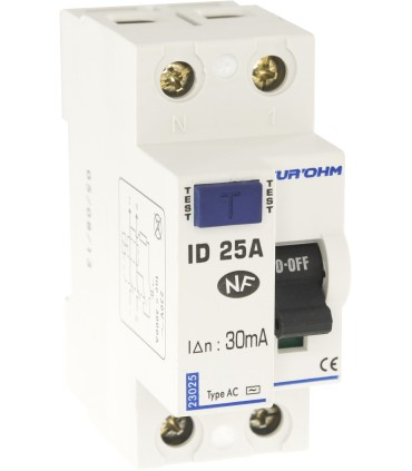 Interrupteur Différentiel 25A 1P+N 30mA Type AC