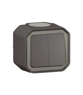 Commande double interrupteur ou poussoir Plexo complet saillie anthracite / Legrand
