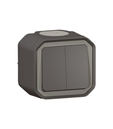 Commande double interrupteur ou poussoir Plexo complet saillie anthracite / Legrand