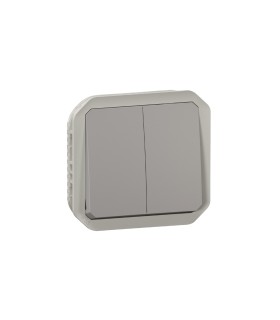 Commande double interrupteur ou poussoir Plexo composable gris / Legrand