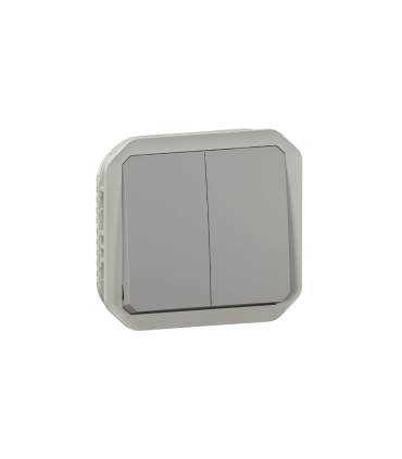 Commande double interrupteur ou poussoir Plexo composable gris / Legrand