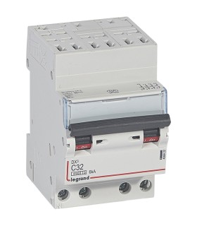 Disjoncteur DX³ 4500 - 32A - 6kA - Courbe C 4P - 400 V~  auto/vis- 3 modules