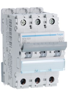 Disjoncteur 3P 20A courbe C- 6/10kA - 3 modules