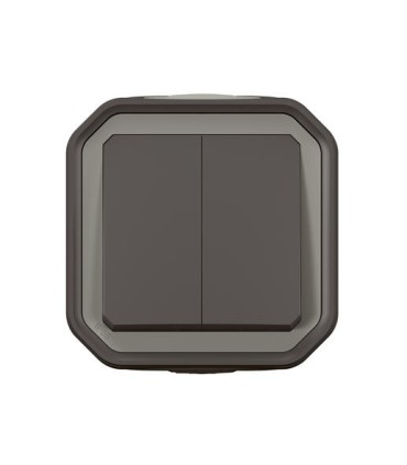 Commande double interrupteur ou poussoir Plexo complet saillie anthracite / Legrand