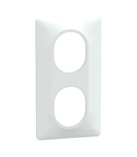 Ovalis Plaque de finition Verticale 2 postes - entraxe 71 mm - Blanc