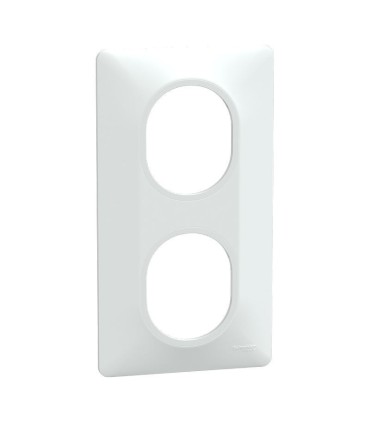 Ovalis Plaque de finition Verticale 2 postes - entraxe 71 mm - Blanc